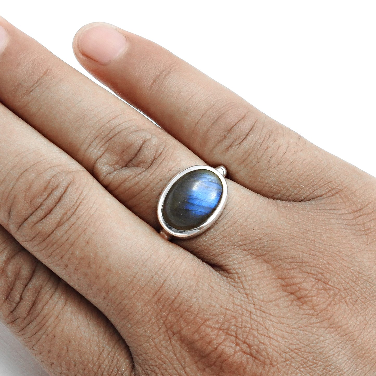 Natural Labradorite 925 Sterling Silver Boho Ring Handmade Jewelry