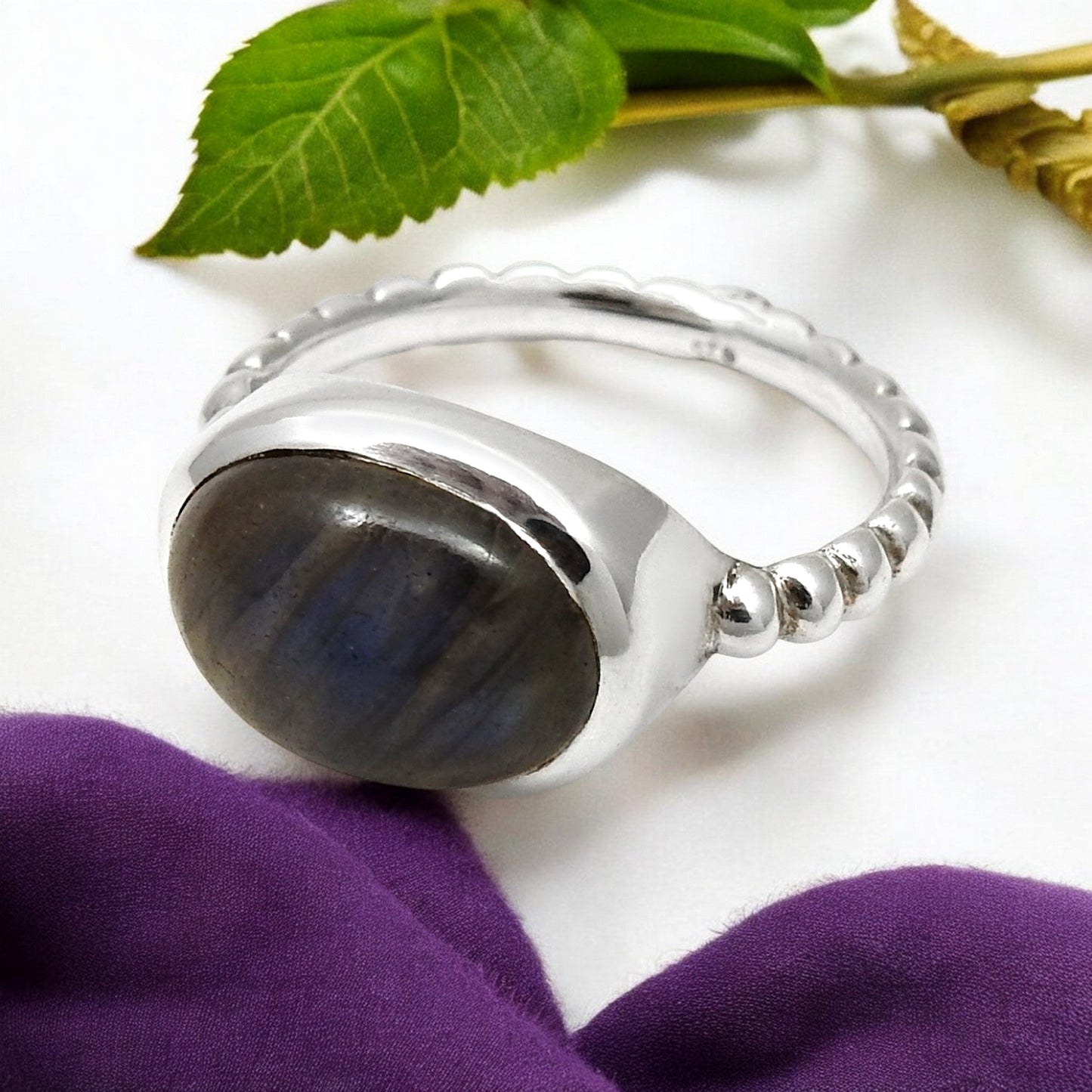 Natural Labradorite 925 Sterling Silver Boho Ring Handmade Jewelry