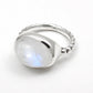 High Quality Natural Rainbow Moonstone 925 Sterling Silver Bezel Cocktail Ring
