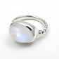 High Quality Natural Rainbow Moonstone 925 Sterling Silver Bezel Cocktail Ring