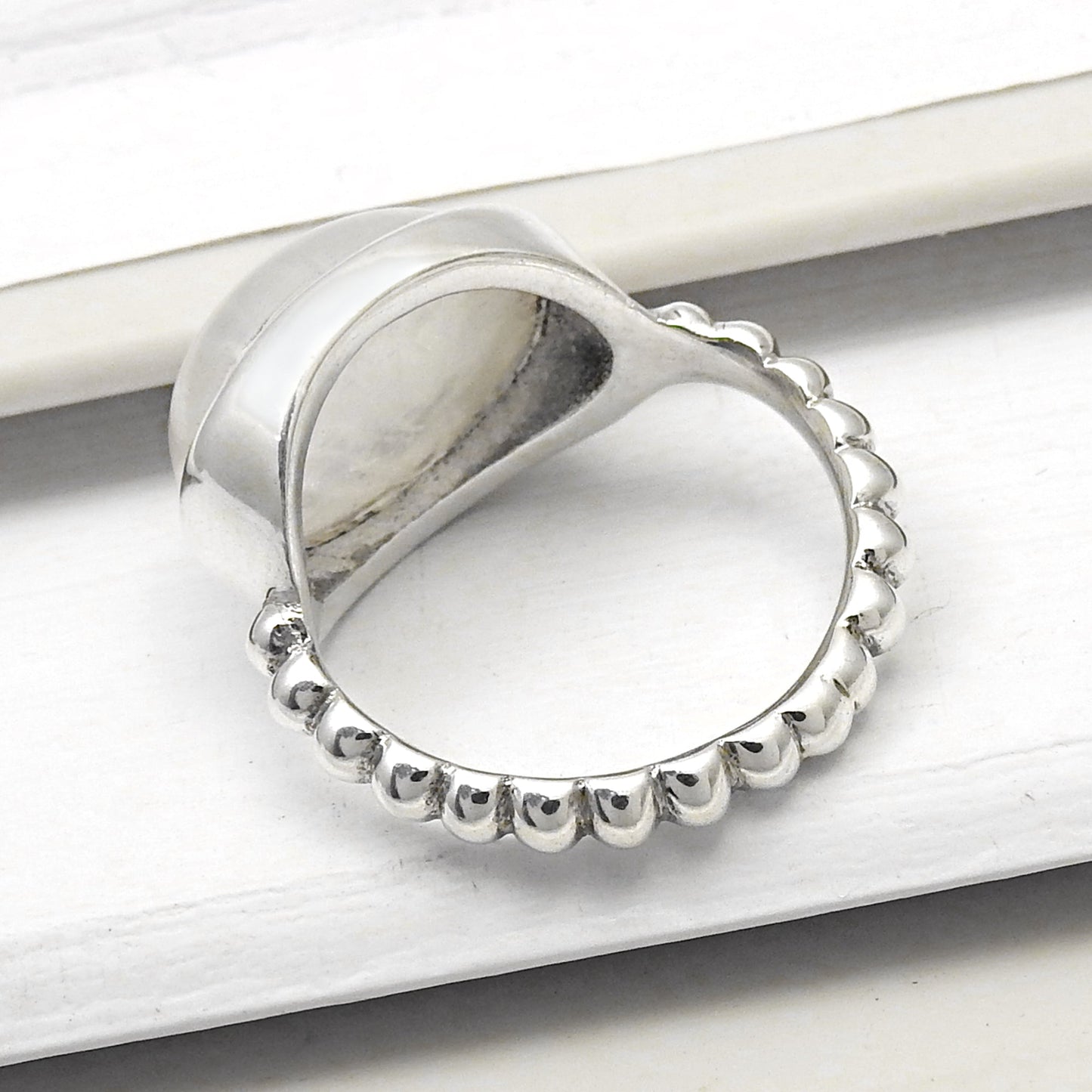 High Quality Natural Rainbow Moonstone 925 Sterling Silver Bezel Cocktail Ring