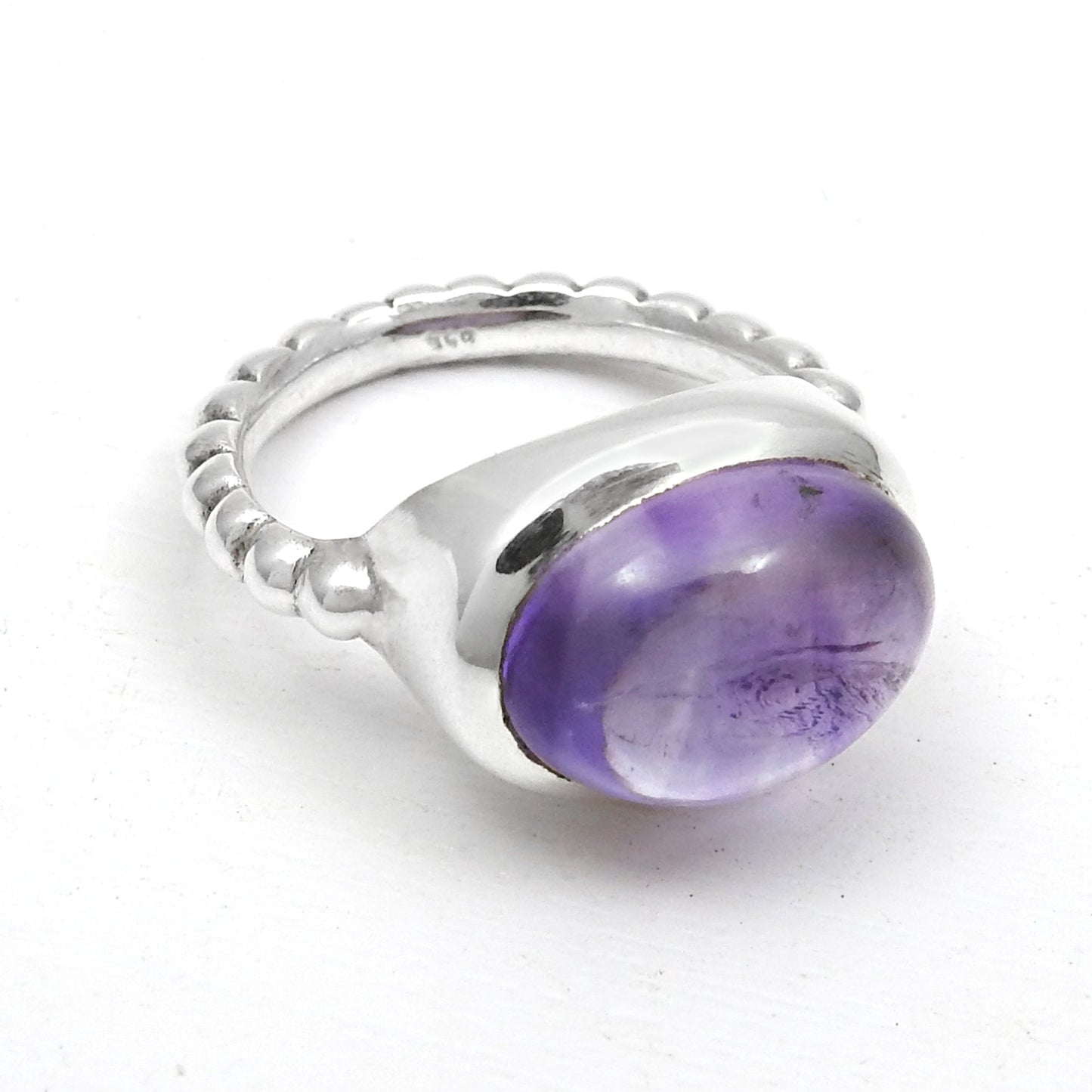 Natural Amethyst Gemstone Solid 925 Silver Anniversary Gift Band Ring