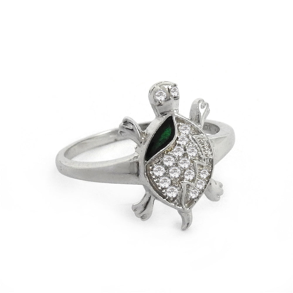 Gift For Woman Natural Cubic Zirconia Turtle Cocktail Ring 925 Silver G13
