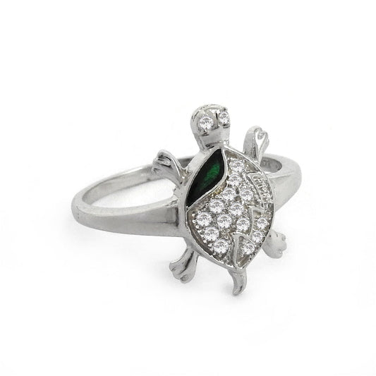 Gift For Woman Natural Cubic Zirconia Turtle Cocktail Ring 925 Silver G13