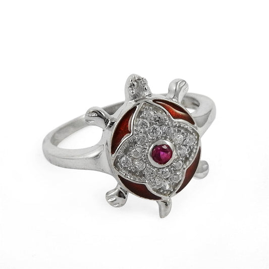 Cubic Zirconia 925 Sterling Silver Turtle Ring Women Jewelry