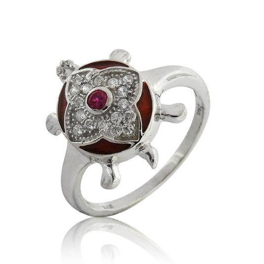 Cubic Zirconia 925 Sterling Silver Turtle Ring Women Jewelry