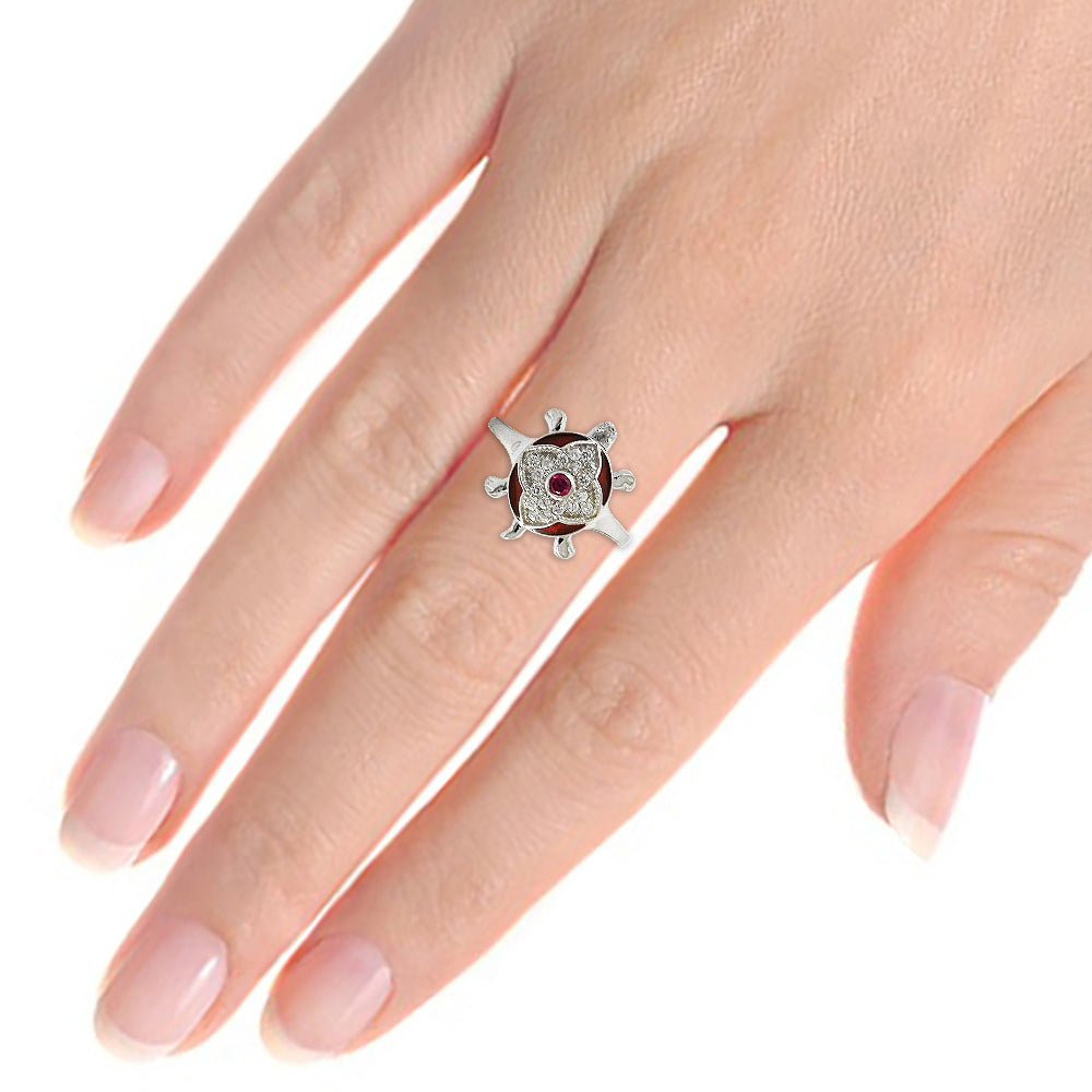 Cubic Zirconia 925 Sterling Silver Turtle Ring Women Jewelry
