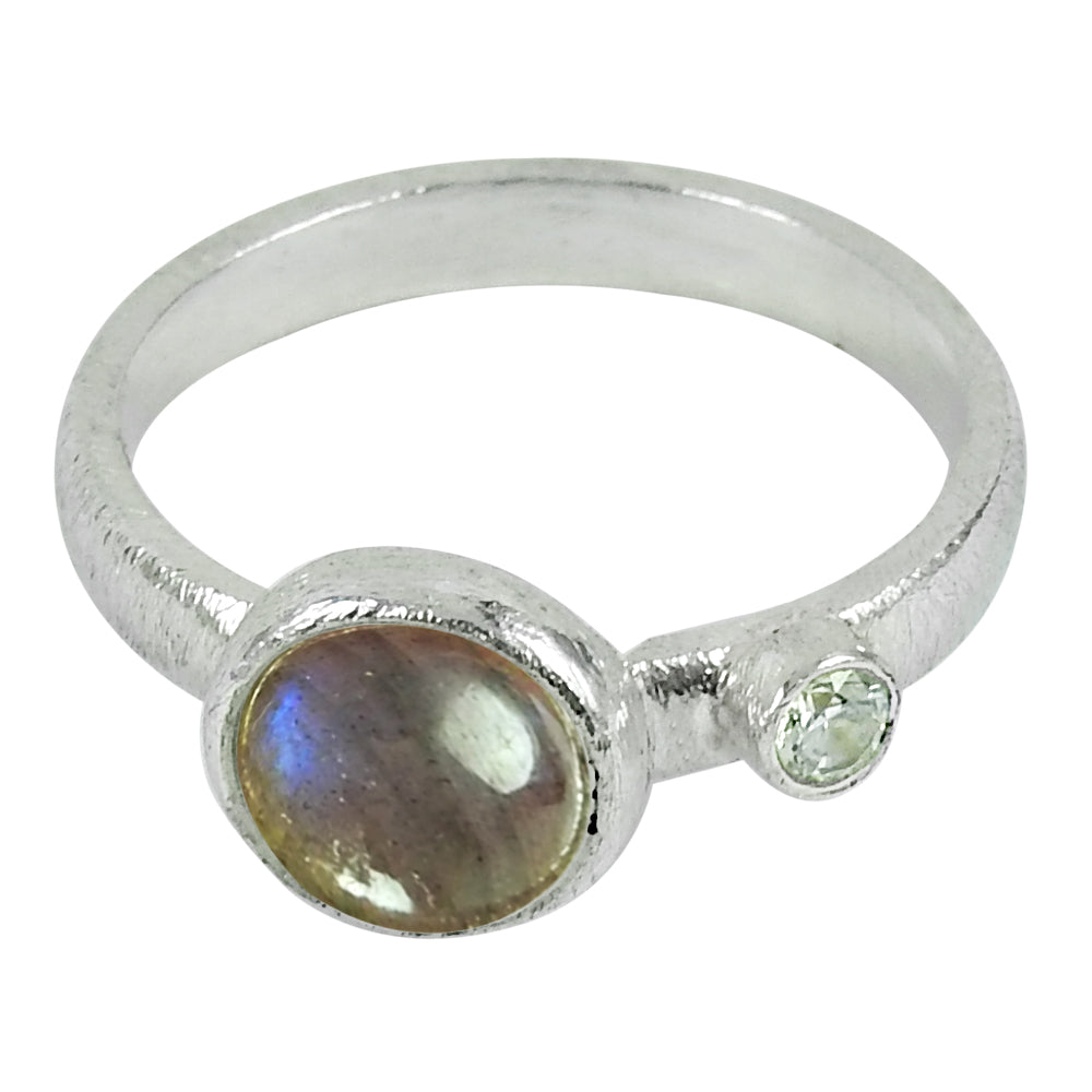 Gift For Woman Natural Labradorite Statement Ethnic Ring 925 Silver W66
