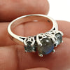 Blue Topaz Labradorite 925 Sterling Silver Cocktail Ring Jewelry