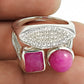 925 Silver Natural Rainbow Moonstone Statement Tribal Ring R21
