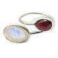 Natural Rainbow Moonstone Statement Open Adjustable Ring 925 Silver R22