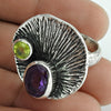 Peridot Amethyst Gemstone 925 Solid Silver Wedding Gift Statement Ring