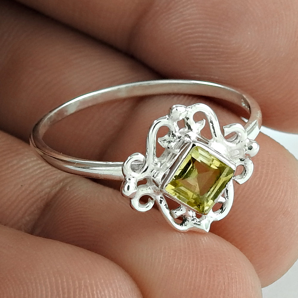 Gift For Woman 925 Silver Natural Citrine Cocktail Ethnic Ring Z26