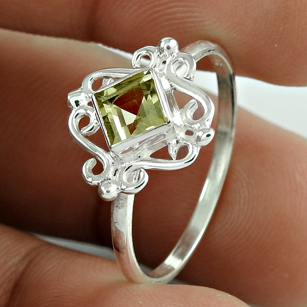 Gift For Woman 925 Silver Natural Citrine Cocktail Ethnic Ring Z26