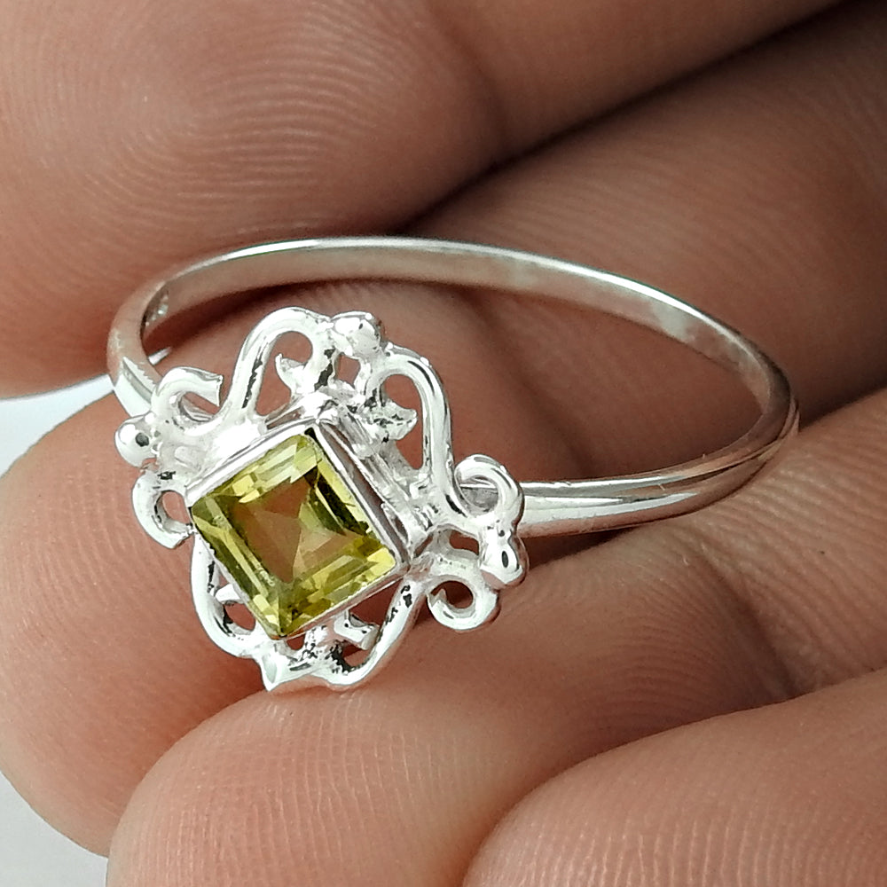 Gift For Woman 925 Silver Natural Citrine Cocktail Ethnic Ring Z26