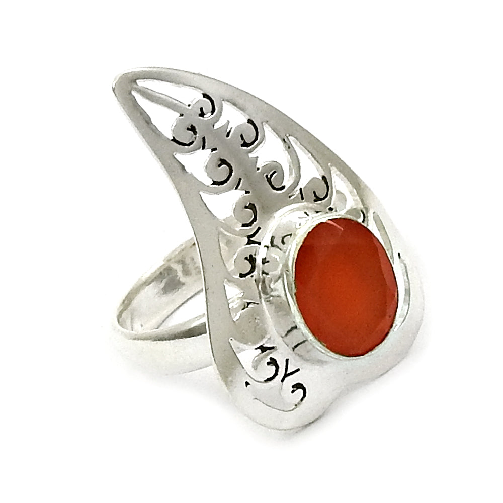 Gift Cocktail Ring 925 Silver Wholesale Jewelry Natural Carnelian E38
