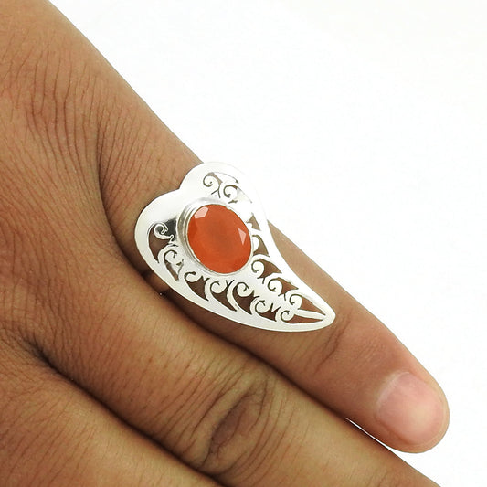 Gift Cocktail Ring 925 Silver Wholesale Jewelry Natural Carnelian E38