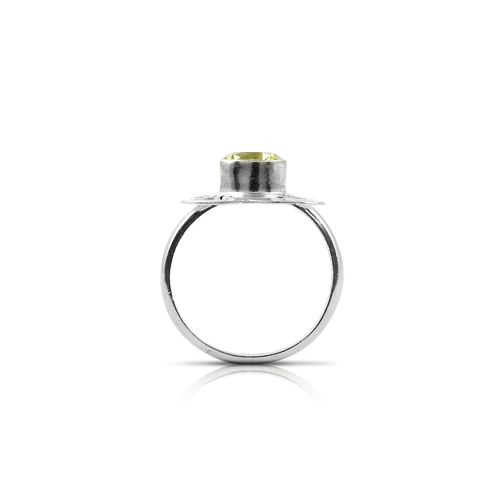 Oval Lemon Topaz Gemstone Sterling Silver Bohemian Statement Wedding Ring