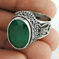 Natural Green Onyx Gemstone 925 Silver Cocktail Ethnic Ring For Girls S32