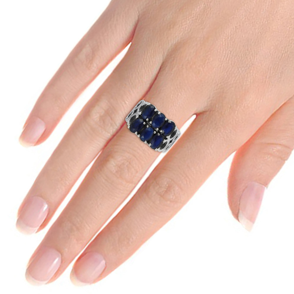 Natural Iolite Gemstone Statement Tribal Blue Ring 925 Silver X12