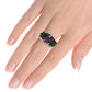 925 Sterling Silver Natural Onyx August Birth Statement Bohemian Boho Ring