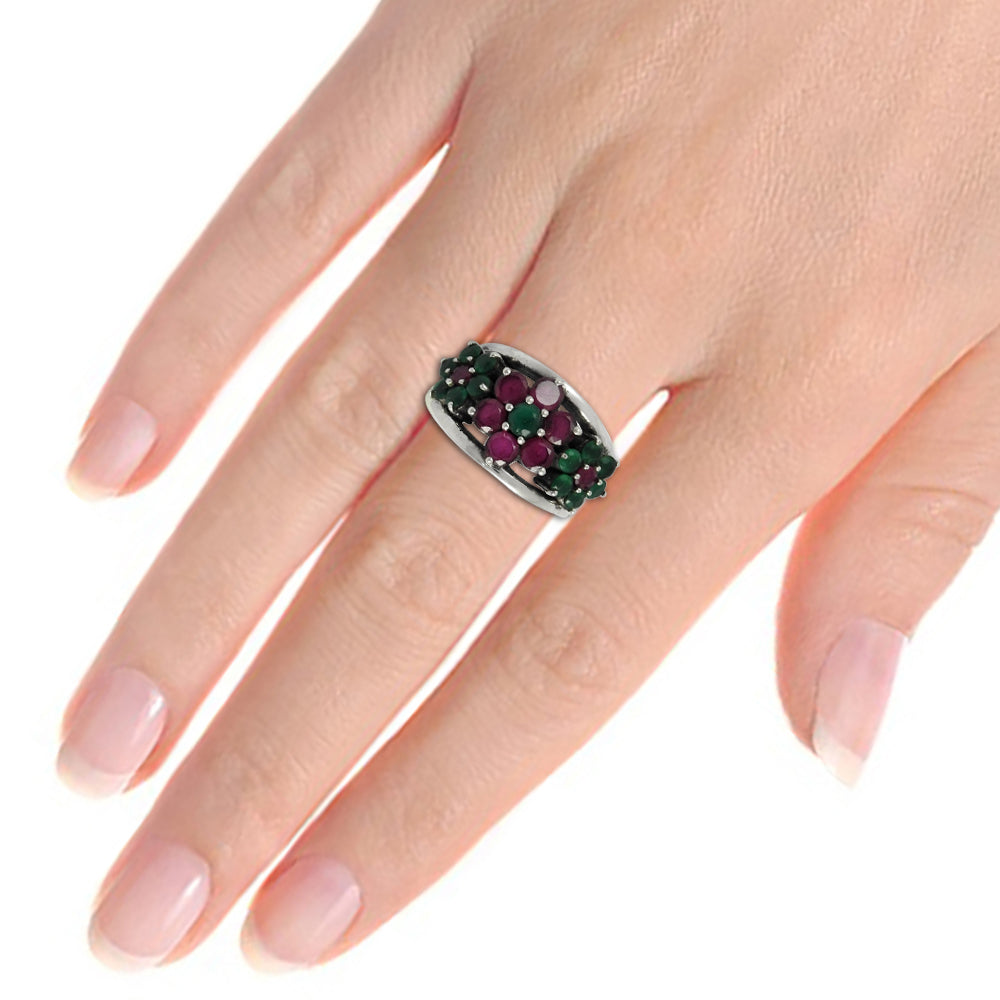 925 Sterling Silver Natural Onyx August Birth Statement Bohemian Boho Ring