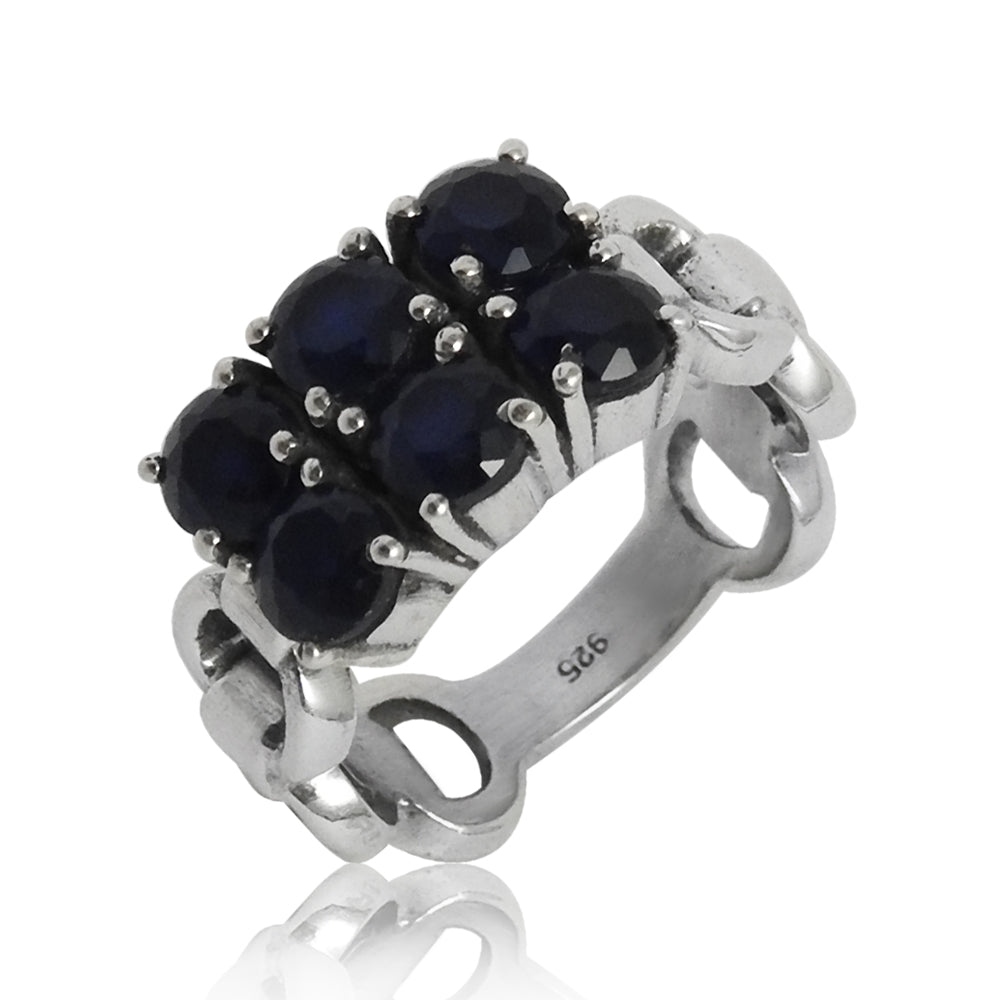 Natural Iolite Gemstone Solitaire Vintage Blue Ring 925 Silver A13