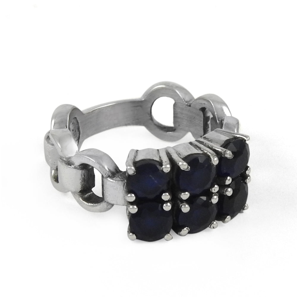 Natural Iolite Gemstone Solitaire Vintage Blue Ring 925 Silver A13