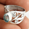 Natural Topaz Gemstone Statement Boho Aqua Ring 925 Sterling Silver B37