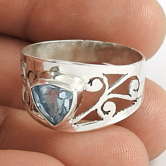 Gift For Her 925 Silver Natural Topaz Gemstone Cocktail Ethnic Ring Z20