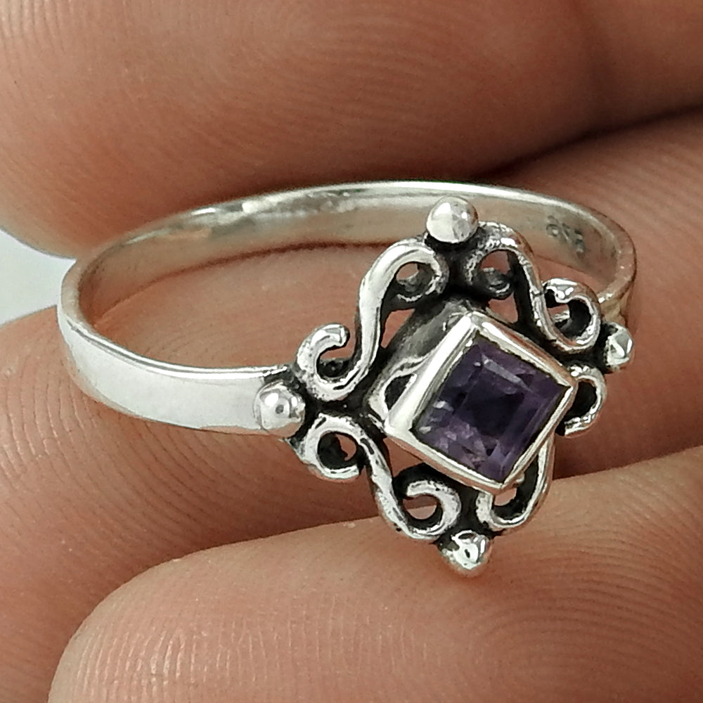 Gift For Her 925 Silver Natural Amethyst Statement Ethnic Ring J3