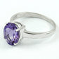 Natural Amethyst Cocktail Rhodium Plated Ring 925 Silver For Women N23