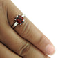 Natural Garnet 925 Silver Solitaire Rhodium Plated Ring For Women O23