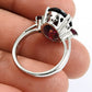 Natural Garnet Cocktail Rhodium Plated Ring 925 Silver For Girls Q3