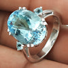 Natural Blue Topaz Rhodium Plated 925 Silver Wedding Ring For Her R23