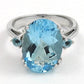 Natural Blue Topaz Rhodium Plated 925 Silver Wedding Ring For Her R23