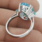 Natural Blue Topaz Rhodium Plated 925 Silver Wedding Ring For Her R23