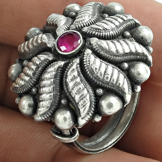Adjustable Ring Ruby Stone 925 Sterling Silver Birthstone Jewelry