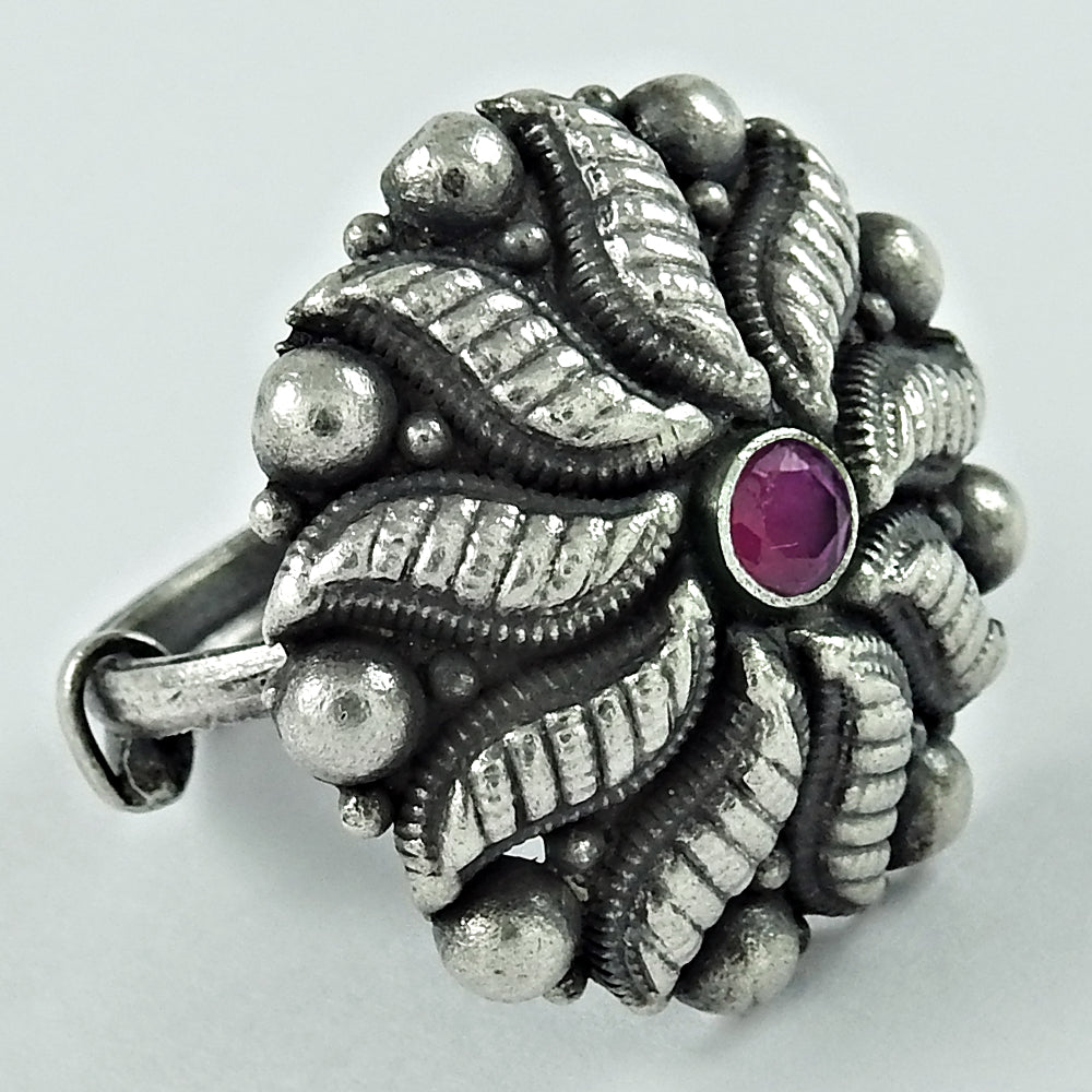 Adjustable Ring Ruby Stone 925 Sterling Silver Birthstone Jewelry