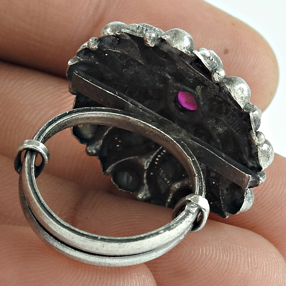 Adjustable Ring Ruby Stone 925 Sterling Silver Birthstone Jewelry