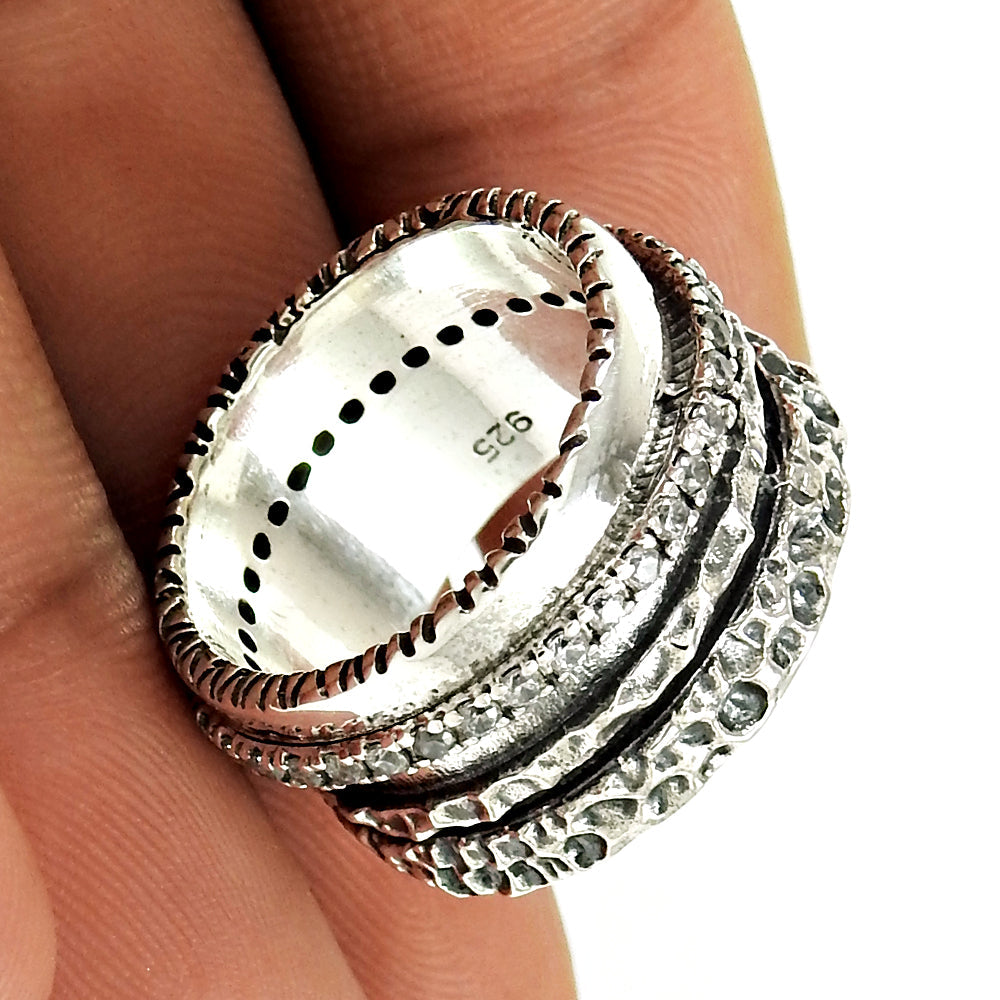 Natural Cubic Zirconia Bohemian Ring 925 Silver Wedding Gift For Her