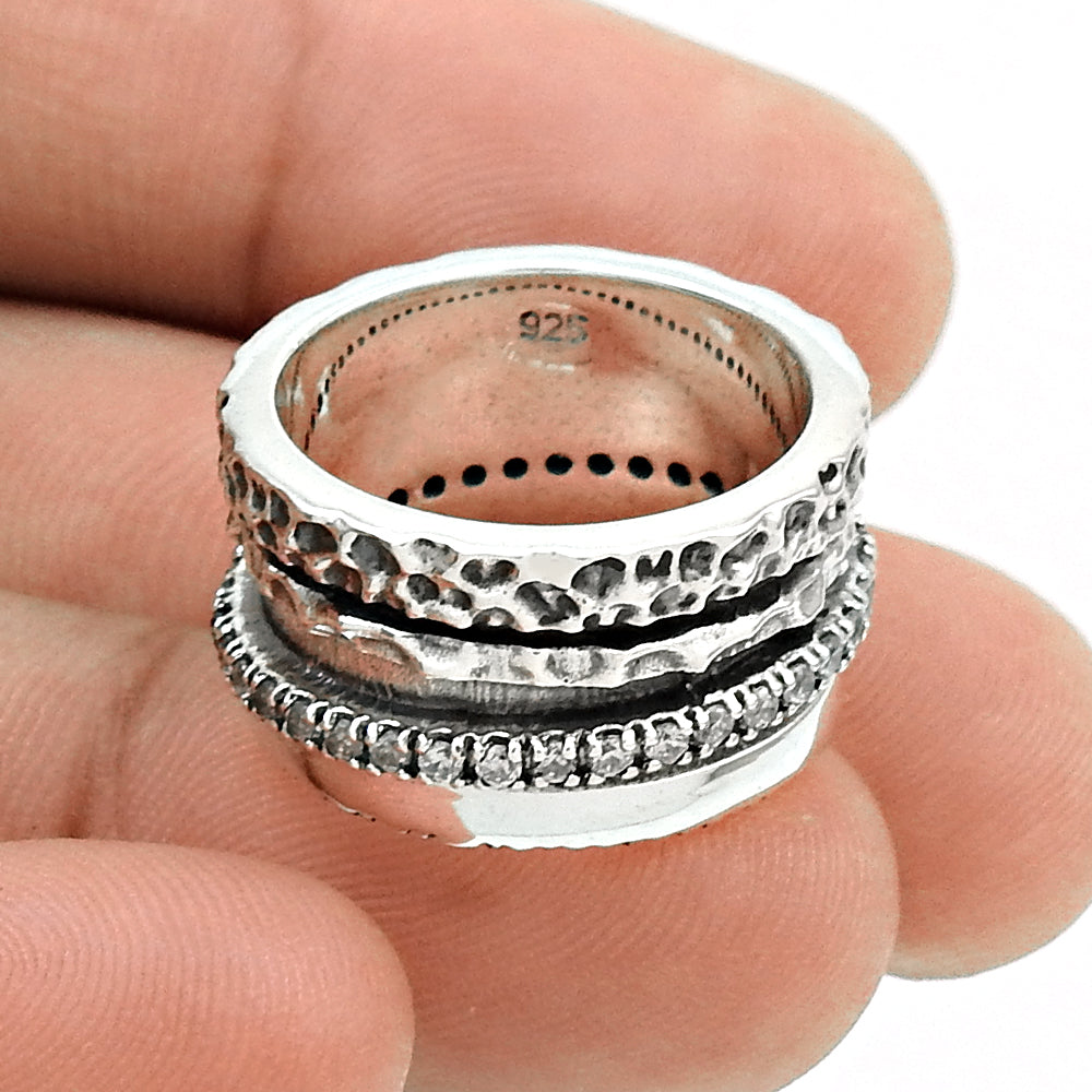 Natural Cubic Zirconia Bohemian Ring 925 Silver Wedding Gift For Her