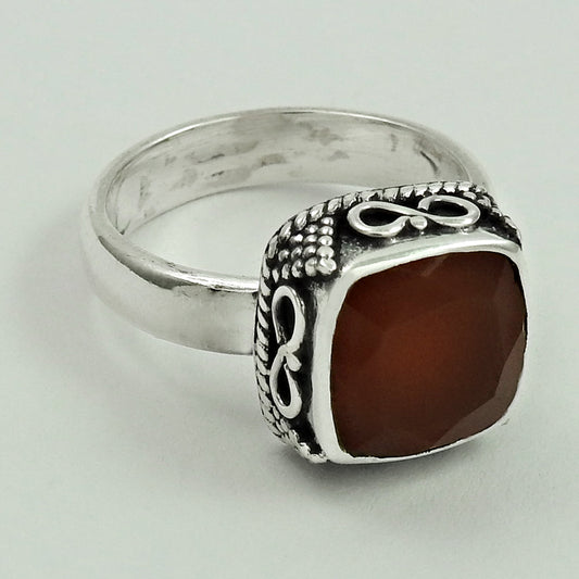 Natural Carnelian Bezel Ethnic Statement Sister Boho Ring 925 Solid Silver