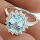 Natural Topaz Rhodium Plated 925 Silver Engagement Ring Jewelry E12