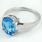 Engagement Ring Natural Blue Topaz Rhodium Plated 925 Silver Ring N28