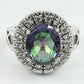 Natural Mystic Topaz Gemstone Cocktail Rhodium Plated Ring 925 Silver N24