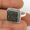 Natural Black Sunstone 925 Solid Silver Women Gift Statement Ring