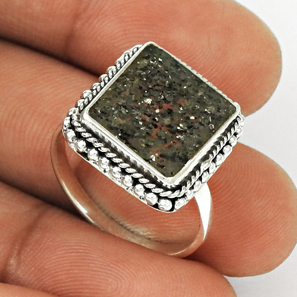 Natural Black Sunstone 925 Solid Silver Women Gift Statement Ring