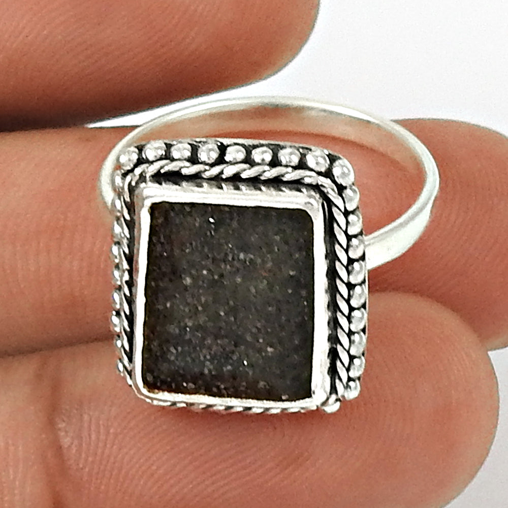 Black Sunstone Solid 925 Silver Cocktail Ring Women Jewelry