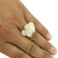 Natural Rainbow Moonstone Gemstone Beaded Ring 925 Sterling Silver D25